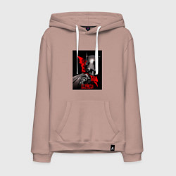 Толстовка-худи хлопковая мужская Бэтмен и пингвин, цвет: пыльно-розовый