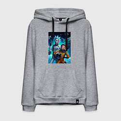Толстовка-худи хлопковая мужская Космонавты Рик и Морти - нейроарт фантазия, цвет: меланж