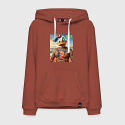 Толстовка-худи хлопковая мужская Donald Duck Trump - meme, цвет: кирпичный