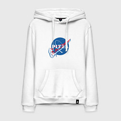 Толстовка-худи хлопковая мужская Пицца, цвет: белый