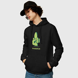 Толстовка-худи хлопковая мужская Cactus - fucktus, цвет: черный — фото 2