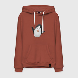 Толстовка-худи хлопковая мужская Cartoon penguin, цвет: кирпичный