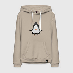 Толстовка-худи хлопковая мужская Cartoon penguin character, цвет: миндальный