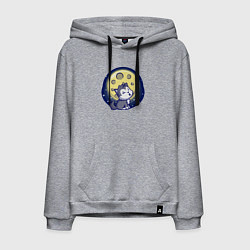 Толстовка-худи хлопковая мужская Moon wolf, цвет: меланж