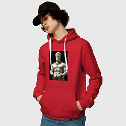 Толстовка-худи хлопковая мужская Античный герой с цепочкой, цвет: красный — фото 2
