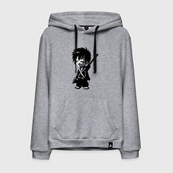 Толстовка-худи хлопковая мужская Маленький воин-самурай, цвет: меланж