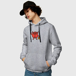 Толстовка-худи хлопковая мужская Офисный дьяволёнок, цвет: меланж — фото 2
