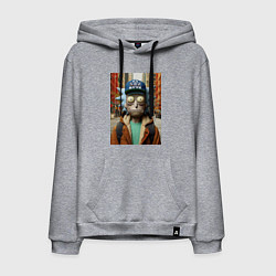 Толстовка-худи хлопковая мужская Рик Санчес в Нью-Йорке - нейроарт, цвет: меланж