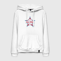 Толстовка-худи хлопковая мужская All-star basketball, цвет: белый
