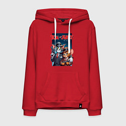 Толстовка-худи хлопковая мужская Tom and Jerry - gangsters, цвет: красный