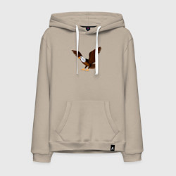 Толстовка-худи хлопковая мужская Орёл мультяшный, цвет: миндальный