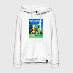 Толстовка-худи хлопковая мужская Bart and Creeper - collaboration ai art, цвет: белый
