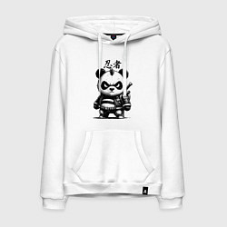 Толстовка-худи хлопковая мужская Панда маленький ниндзя - нейроарт, цвет: белый