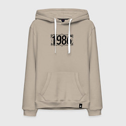 Толстовка-худи хлопковая мужская 1986 год в стиле ретро, цвет: миндальный