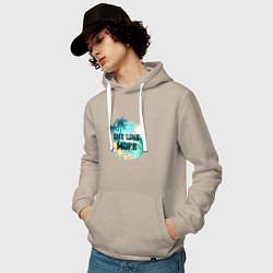 Толстовка-худи хлопковая мужская One love море, цвет: миндальный — фото 2