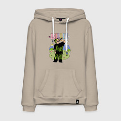 Толстовка-худи хлопковая мужская Билли Айлиш мультяшный стиль, цвет: миндальный