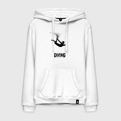 Толстовка-худи хлопковая мужская Diving прыжки в воду, цвет: белый
