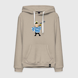 Толстовка-худи хлопковая мужская Морской волк, цвет: миндальный