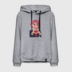 Толстовка-худи хлопковая мужская Сиратори Айра показывает сердечко - Дандадан, цвет: меланж