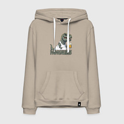 Толстовка-худи хлопковая мужская Папазавр с куржкой - для пары арт 3976795, цвет: миндальный