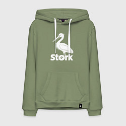 Толстовка-худи хлопковая мужская Аисты в минимализме, цвет: авокадо