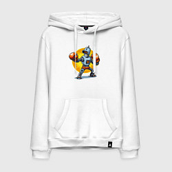 Толстовка-худи хлопковая мужская Робот-сгибальщик Бендер профессиональный боксёр, цвет: белый
