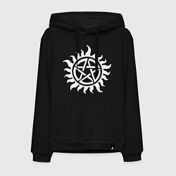 Толстовка-худи хлопковая мужская Оберег от демонов - Сверхъестественное, цвет: черный