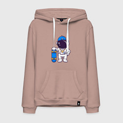 Толстовка-худи хлопковая мужская Астронавт скейтер, цвет: пыльно-розовый