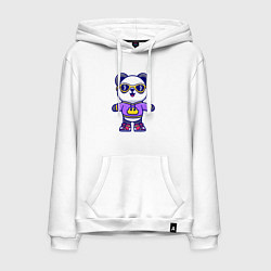 Толстовка-худи хлопковая мужская Стиль панды, цвет: белый