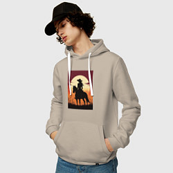 Толстовка-худи хлопковая мужская Всадница в стиле дикого запада, цвет: миндальный — фото 2