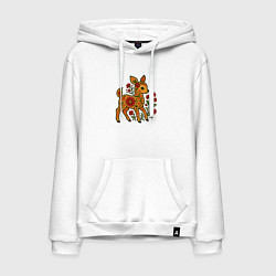 Толстовка-худи хлопковая мужская Олененок с узорами, цвет: белый