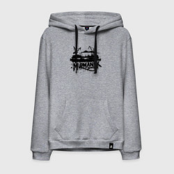 Толстовка-худи хлопковая мужская Мурманск порт с кранами, цвет: меланж