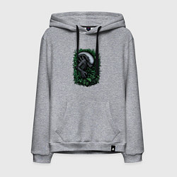 Толстовка-худи хлопковая мужская Ксеноморф в зарослях, цвет: меланж
