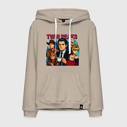 Толстовка-худи хлопковая мужская Twin Peaks Multi, цвет: миндальный