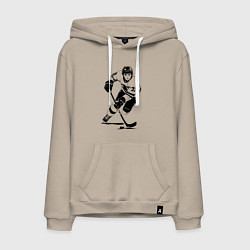 Толстовка-худи хлопковая мужская Аниме хоккеист в атаке, цвет: миндальный