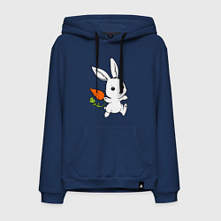 Толстовка-худи хлопковая мужская Зайка с морковкой, цвет: тёмно-синий