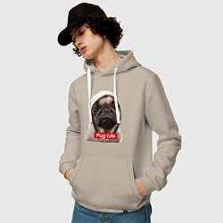 Толстовка-худи хлопковая мужская Pug life, цвет: миндальный — фото 2