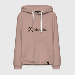 Толстовка-худи хлопковая мужская Mercedes Logo, цвет: пыльно-розовый