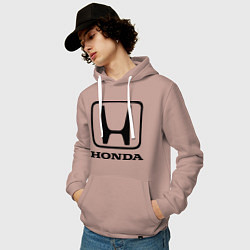 Толстовка-худи хлопковая мужская Honda logo, цвет: пыльно-розовый — фото 2