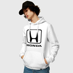 Толстовка-худи хлопковая мужская Honda logo, цвет: белый — фото 2