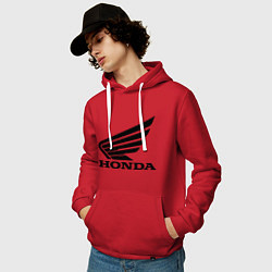 Толстовка-худи хлопковая мужская Honda Motor, цвет: красный — фото 2