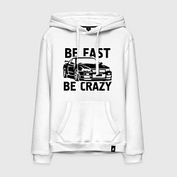 Толстовка-худи хлопковая мужская Be fast be crazy, цвет: белый