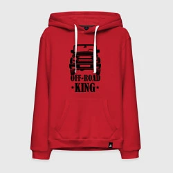 Толстовка-худи хлопковая мужская Off-road king (король бездорожья), цвет: красный