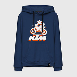 Толстовка-худи хлопковая мужская KTM белый, цвет: тёмно-синий