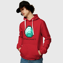 Толстовка-худи хлопковая мужская Minecraft Diamond, цвет: красный — фото 2