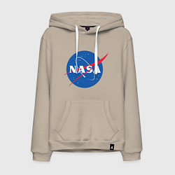 Толстовка-худи хлопковая мужская NASA: Logo, цвет: миндальный