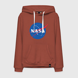 Толстовка-худи хлопковая мужская NASA: Logo, цвет: кирпичный