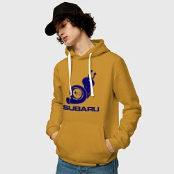 Толстовка-худи хлопковая мужская Subaru, цвет: горчичный — фото 2
