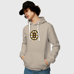 Толстовка-худи хлопковая мужская Boston Bruins, цвет: миндальный — фото 2