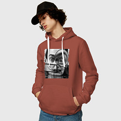 Толстовка-худи хлопковая мужская Абстракция Дали, цвет: кирпичный — фото 2